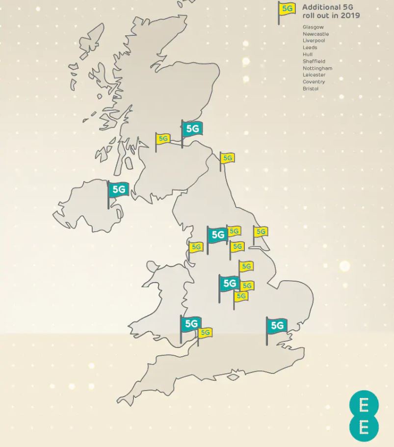 EE 5G roll-out map